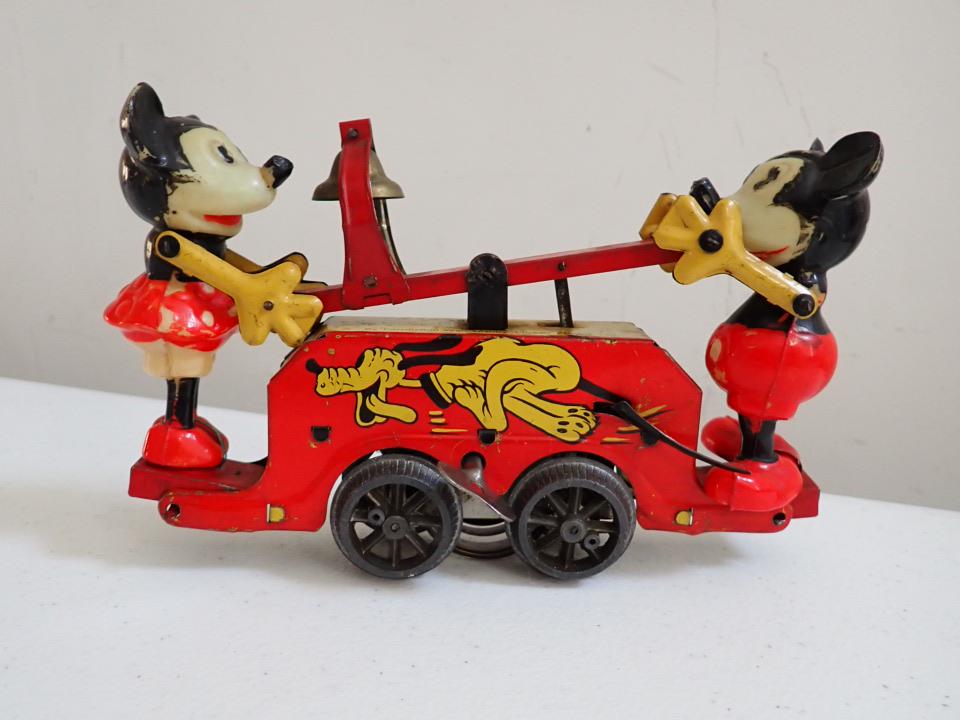 Mickey & Minnie on A Hand Car Tin Wind Up Toy Walt Disney (1 of 12)