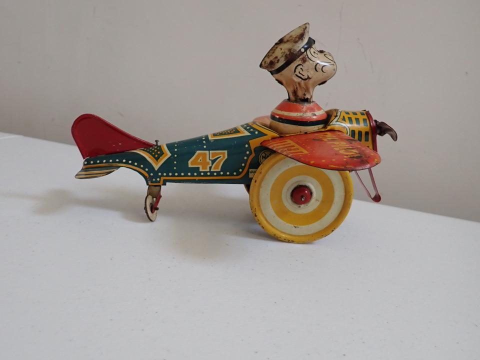 Popeye the Pilot Tin Wind Up Toy. Marx Toy. Working Condition (1 of 17)