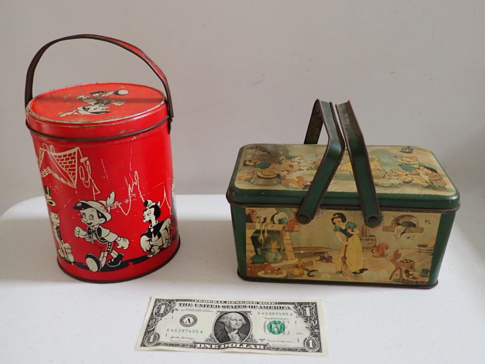 Snow White Lunch Pail and Pinocchio Pail with Handle (1 of 7)