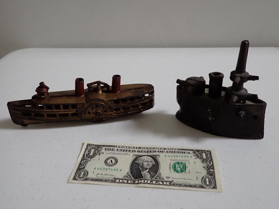 Cast Iron Paddle Wheel River Boat and U.SS. Maine Bank (1 of 12)