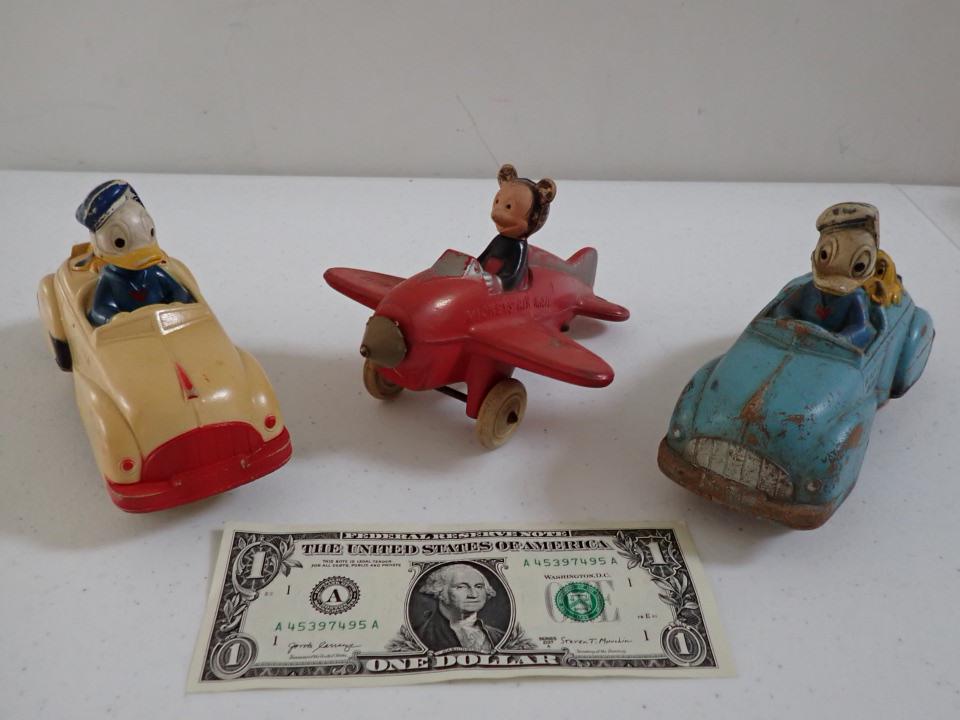2 Donald Duck Sun Rubber Cars and Mickey's Air Mail (1 of 10)