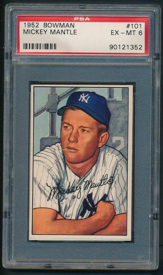 1952 Bowman Mickey Mantle #101 PSA 6 Baseball Card (1 of 2)