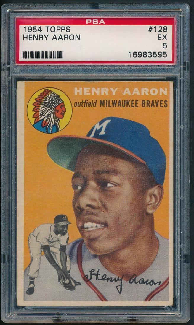 1954 Topps Hank (Henry) Aaron #128 PSA 5 Baseball Card (1 of 2)