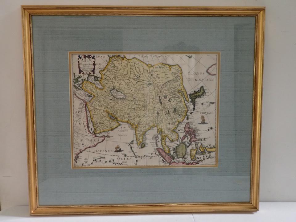 1652 Map of Asia - Typograph Henrici Seille - Framed Map: Frame: 24 1/2" x 28". Map excluding Matte 14" x 17"