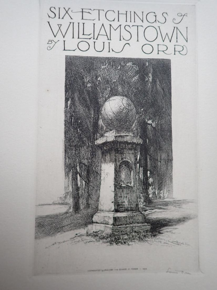 Six Etchings Of (Williams College/Williamstown, MA by Louis Orr: Orr was commissioned by Williams College in the Berkshire Mountains in Massachusetts in 1925. The French government commissioned him to create an etching of Louis Pasteur for the centenary of Pasteur�
