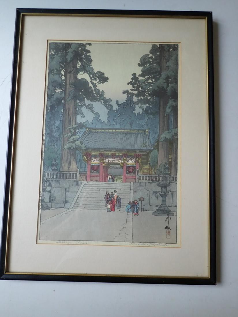 Yoshida - Toshoga Shrine Wood Block Print Pencil Signed: Hiroshi Yoshida. Frame: 20" x 15". Art: without Matte 15" x 10"