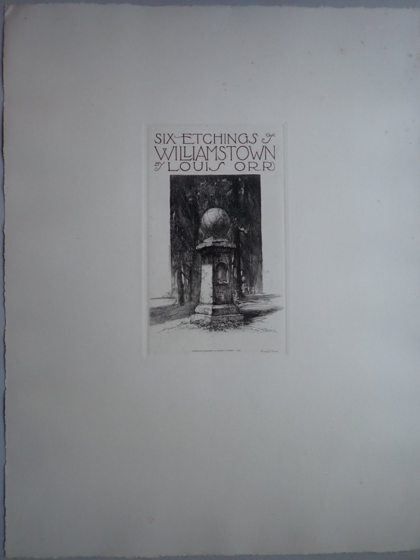 Six Etchings Of (Williams College/Williamstown, MA by Louis Orr: Orr was commissioned by Williams College in the Berkshire Mountains in Massachusetts in 1925. The French government commissioned him to create an etching of Louis Pasteur for the centenary of Pasteur�