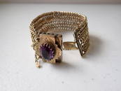 14K & Amethyst Bracelet - Appr. 7".  Appr. 1" wide - 37 grams