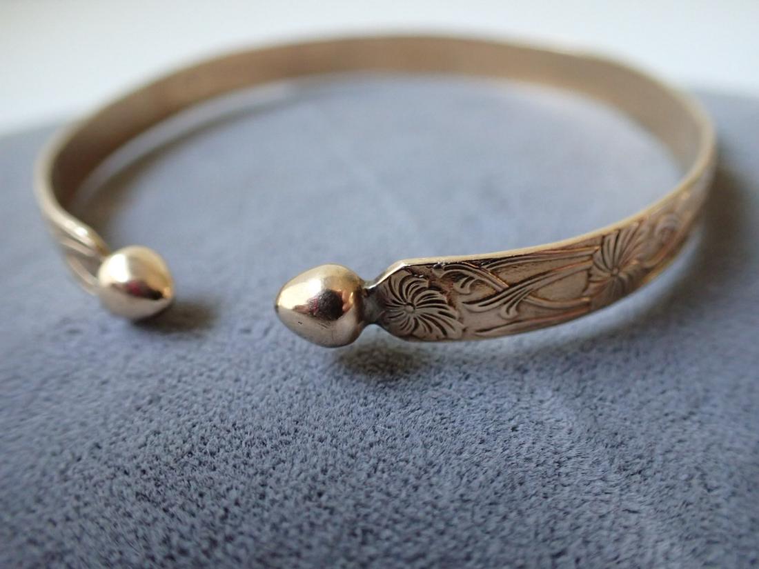 10K Gold Engraved Cuff Bracelet - 15.6 grams: 2 1/2" Diameter - Pliable if you need it bigger or smaller