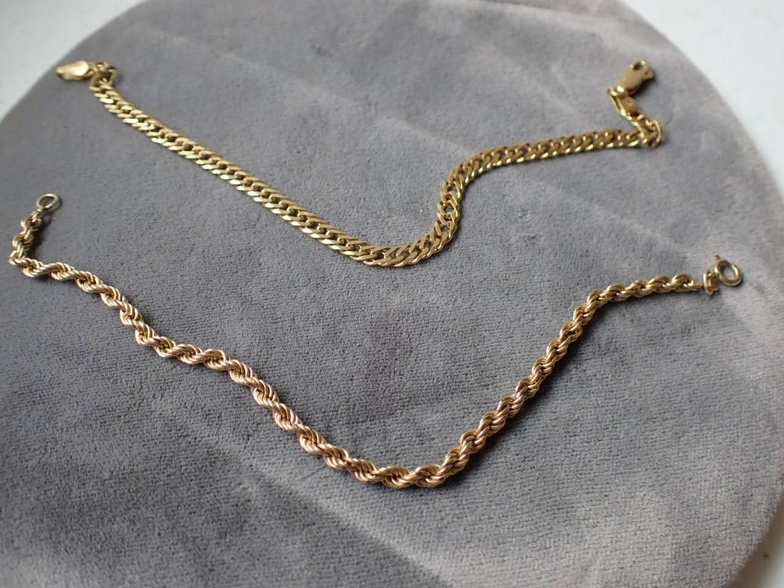 18K Bracelet 8" & 14K Rope Chain Bracelet 7 1/2": 18K = 6.4 grams & 14K = 2.3 grams