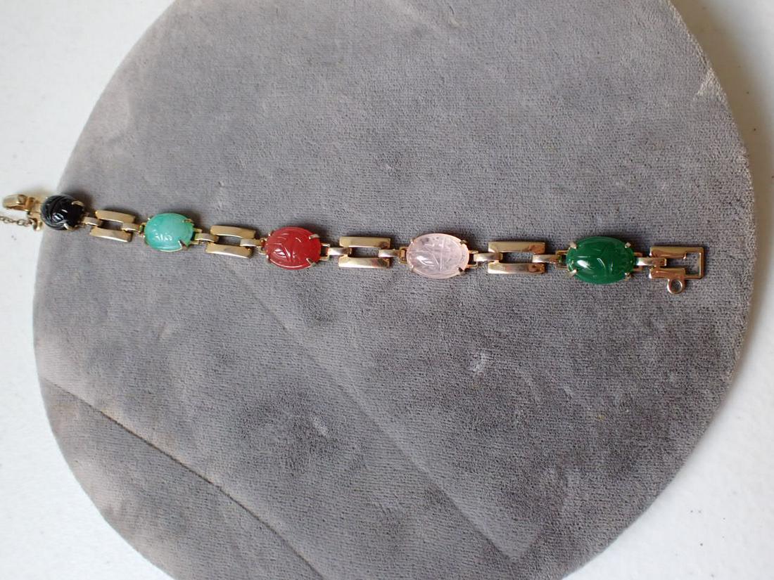 10K Gold Scarab Bracelet - Safety Chain Not gold Appr. 7": Please See pictures for condition and details