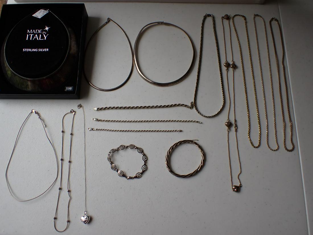 17" Sterling Silver Choker Necklace, Made in Italy + More: Please see pictures for condition and details