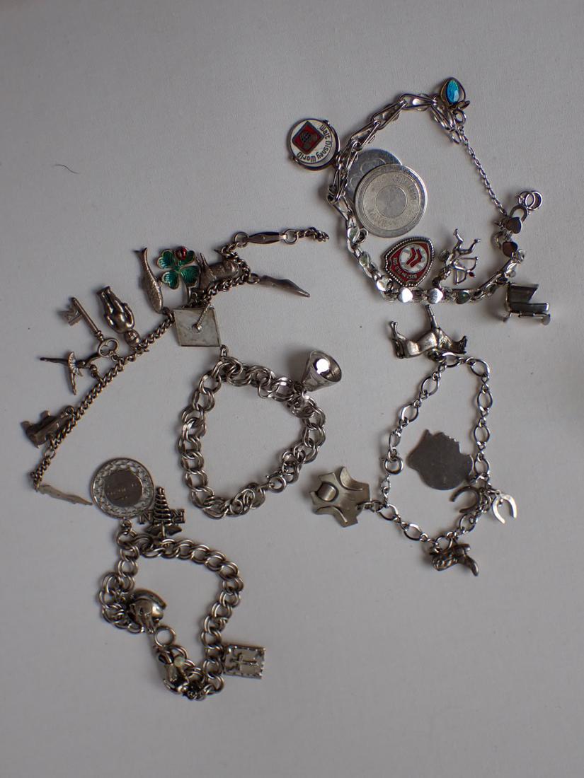 5 Sterling Silver Charm Bracelets & Charms & Other Charms: Some charms are not marked
