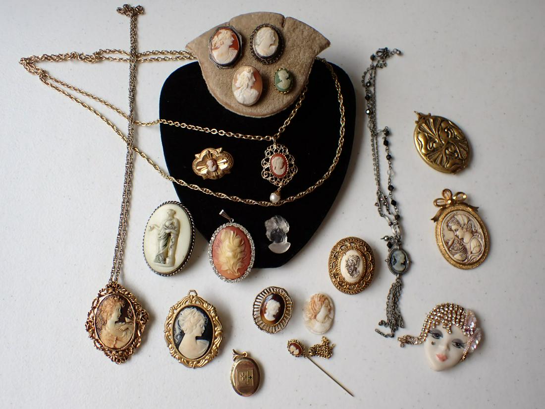 Sterling Cameo Pin, Gold Filled Pin & Other Cameos, etc.: Signed Coventry Necklace