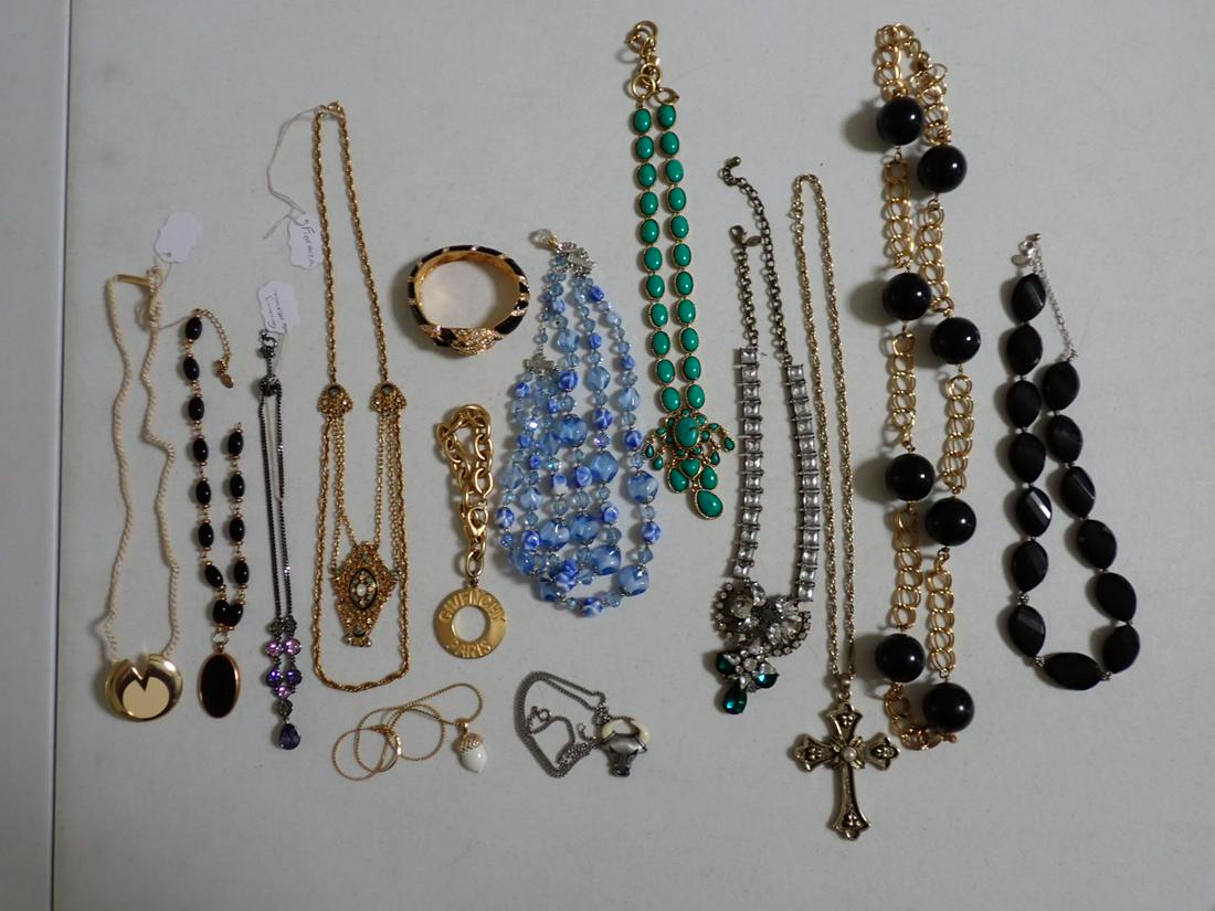Signed Giorgio Enameled & Jeweled Lion Bracelet & Others: Other Signed Necklaces etc. Florenza, Givency, Avon and Others