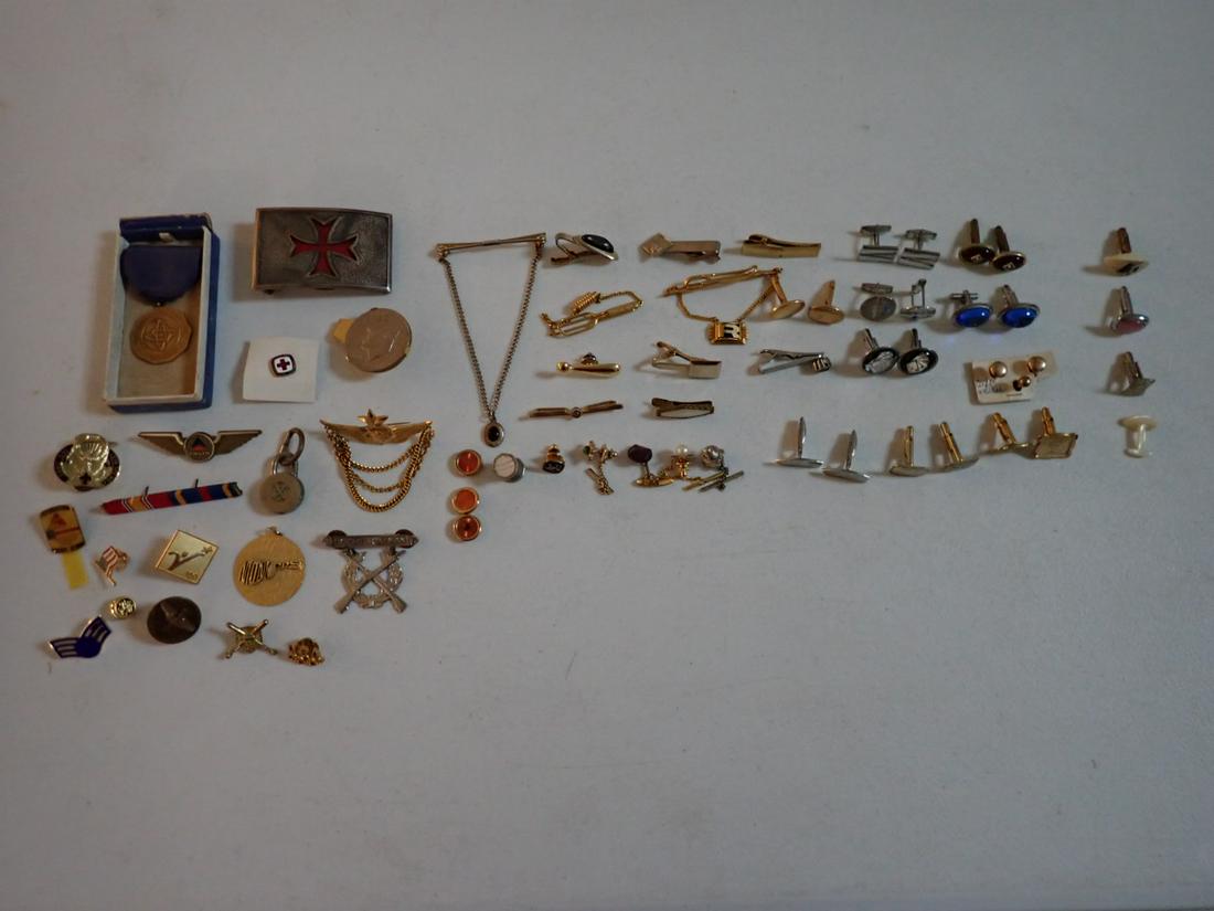 12K Gold Filled, Boy Scouts & Other Tie Tacks, Cuff Links, etc.: Monkees Charm and Medals, etc. Sara Coventry and Anson Tie Clasps, 12K Gold Filled Cuff Links, 12K Gold Filled Bufour and Boy Scout Tie Clasps, Swank Tie Clasp and Other Cuff Links, Tie Pins, Tie Clas