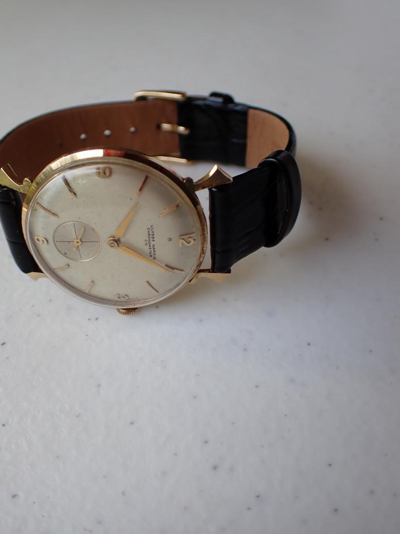 14K Ulysse Nardin Chronometer Co. Men's Wristwatch: Engraved on reverse and dated 1955. With Hadley Roma Leather Band.