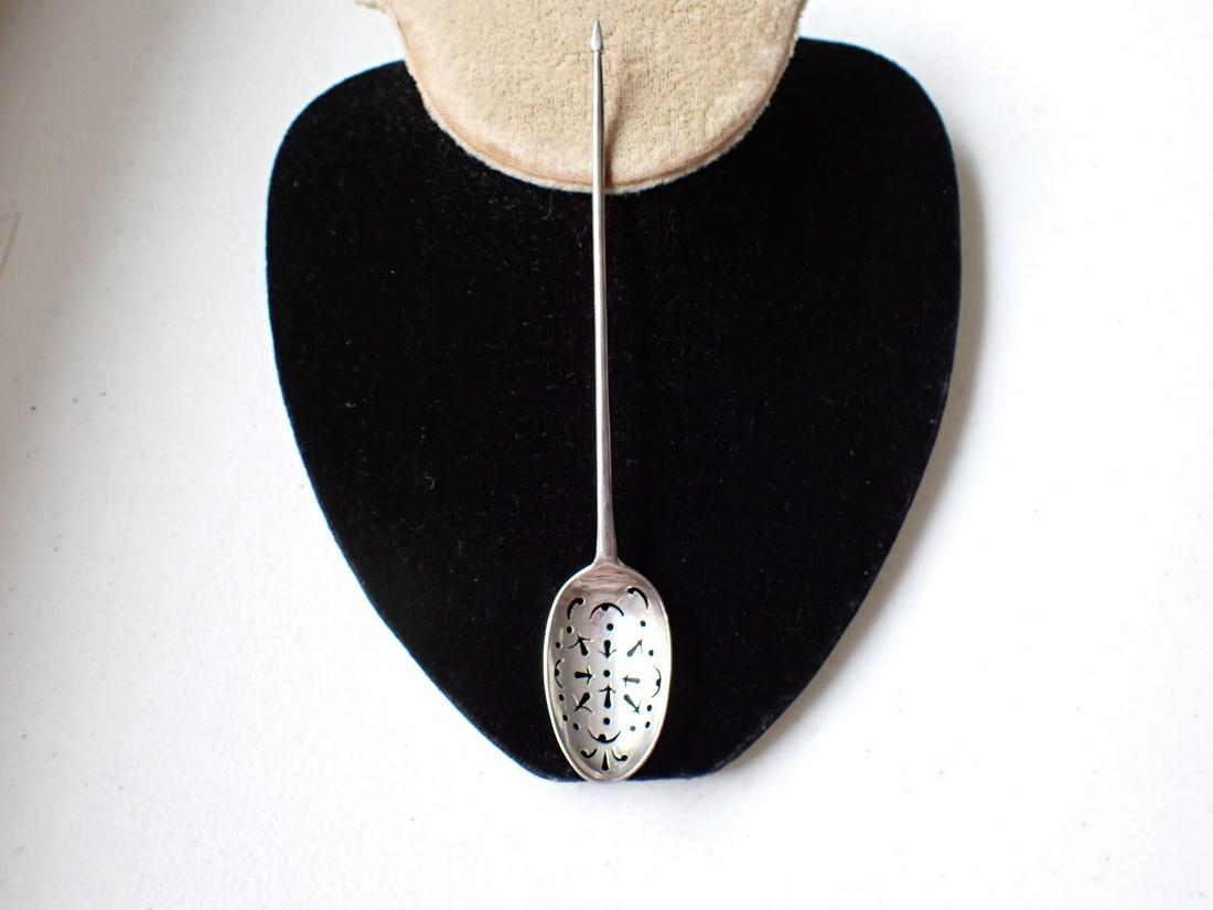 Rare English Sterling Mote Skimming Spoon: PLease see pictures for condition and details
