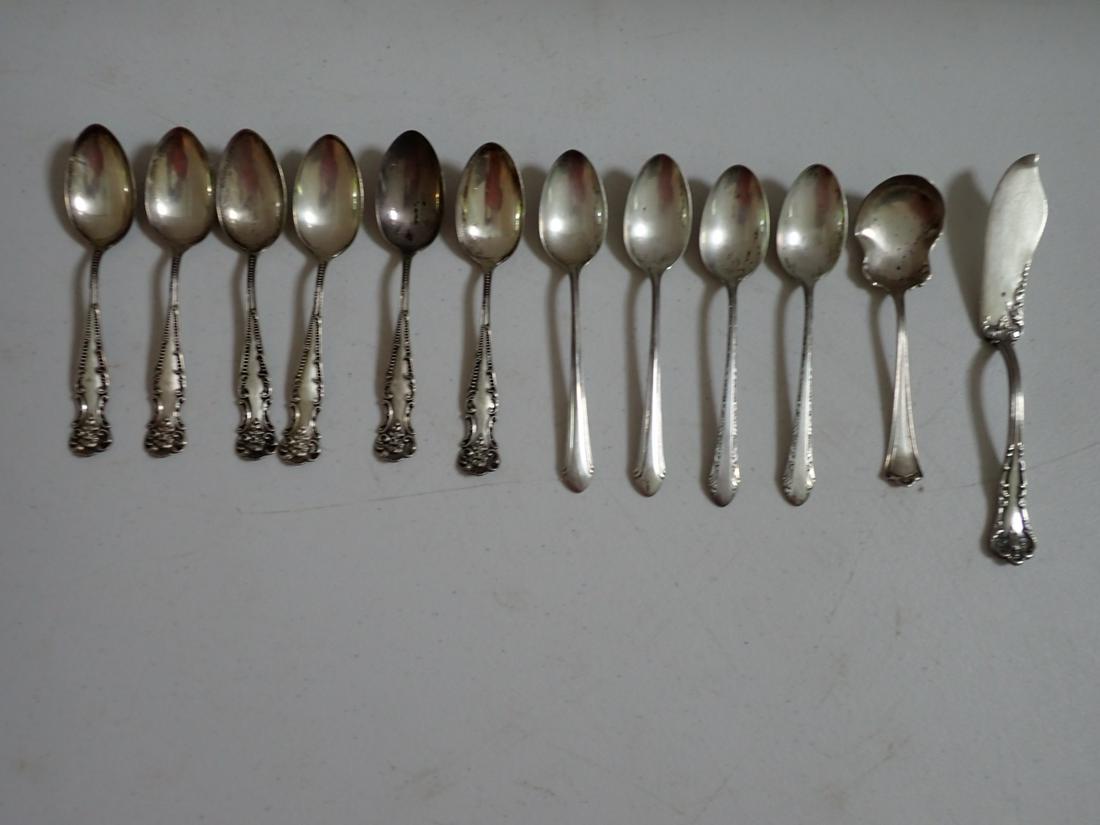 Sterling Silver Flatware and Serving Pieces: Sterling 925 6 Teaspoons, Pat. 1933 Alvin Sterling 4 Teaspoons, Towle Server and Other Serving Spoon. Appr. 9.4 troy ounces.