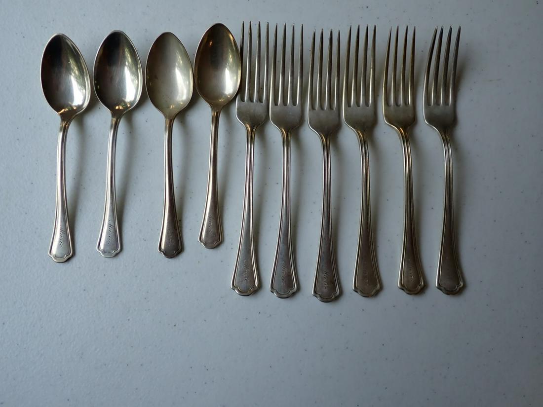 Sterling Dinner Forks and Teaspoons 6 Forks and 4 Spoons: Monogrammed. 13.2 troy ounces