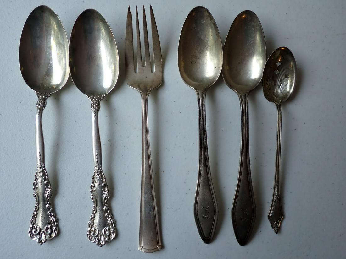 Sterling Silver Serving Spoons and Fork - 9.4 troy ounces: Some monogrammed