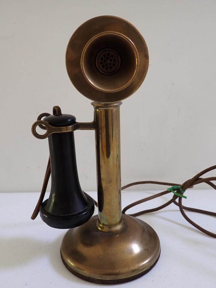 Brass Western Electric Candlestick Telephone: Marked "American Bell" on Reverse with 1892 Patent Date. Also another 1904 Patent Date