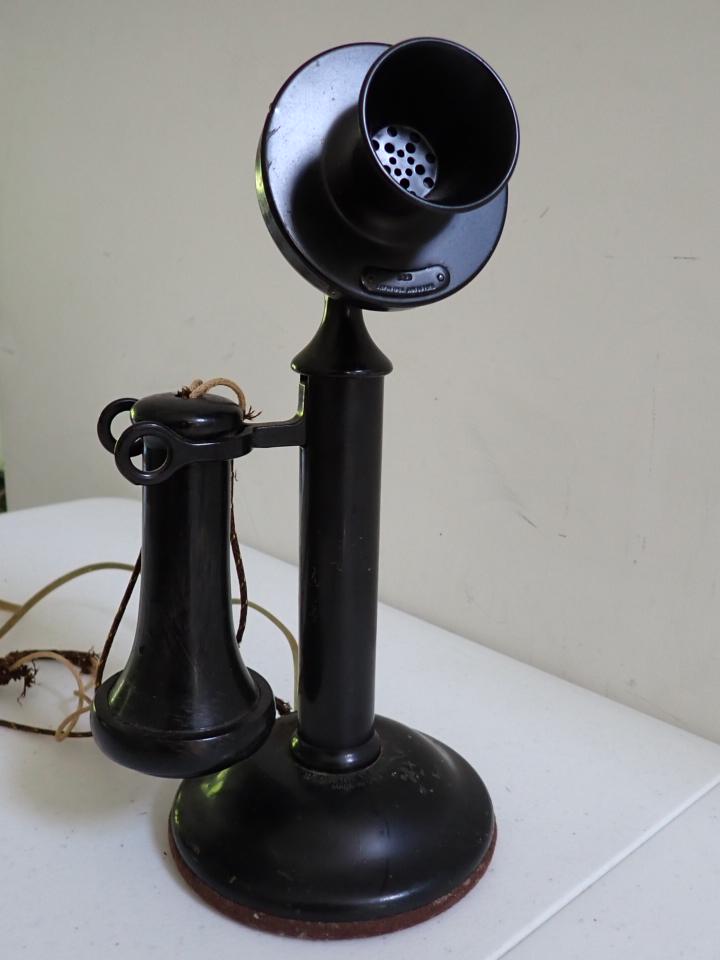 Western Electric Candlestick Telephone 323 Pat. USA 1913: Jan. 14, 1913. 12" Cord Frayed. Has scuffs. Has Modern Phone Jack.
