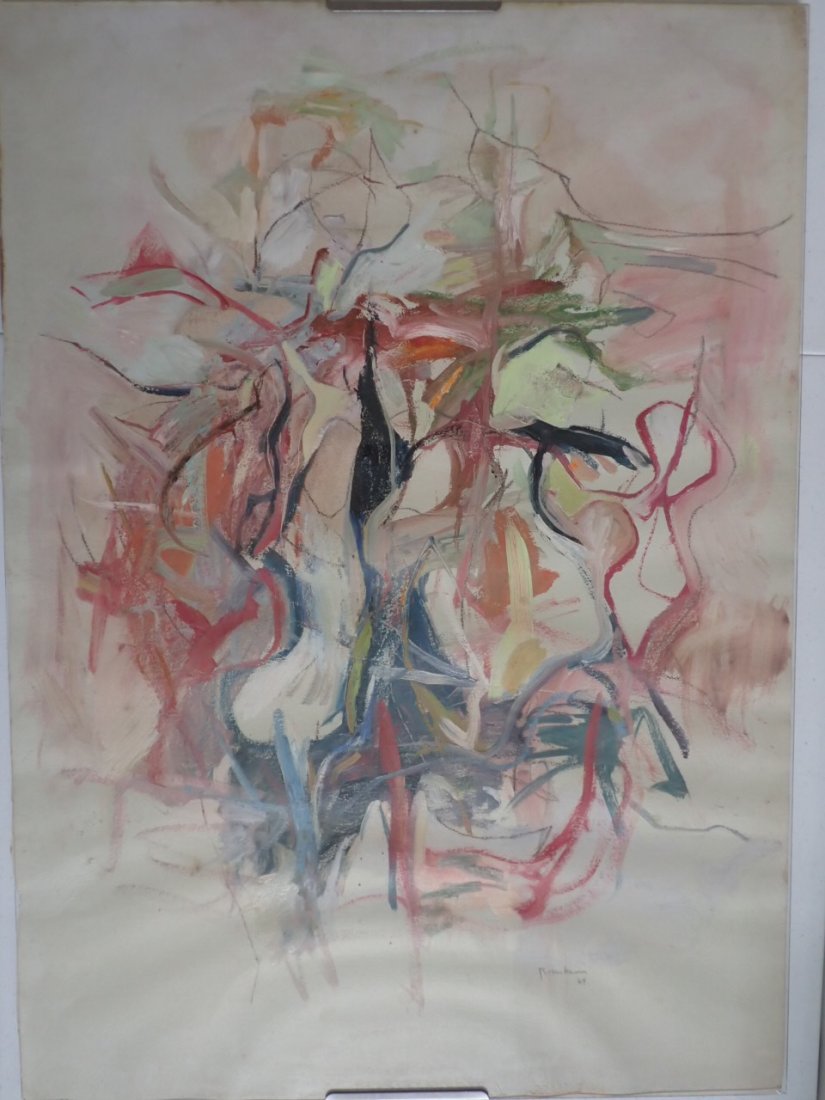 Art Rosenbaum mid-century abstract pastel on Paper Signed '64 & Ephemera: Art Rosenbaum mid-century abstract pastel on paper. Pencil signed â€œRosenbaum” and dated â€™64. 29 ½” x 21”
