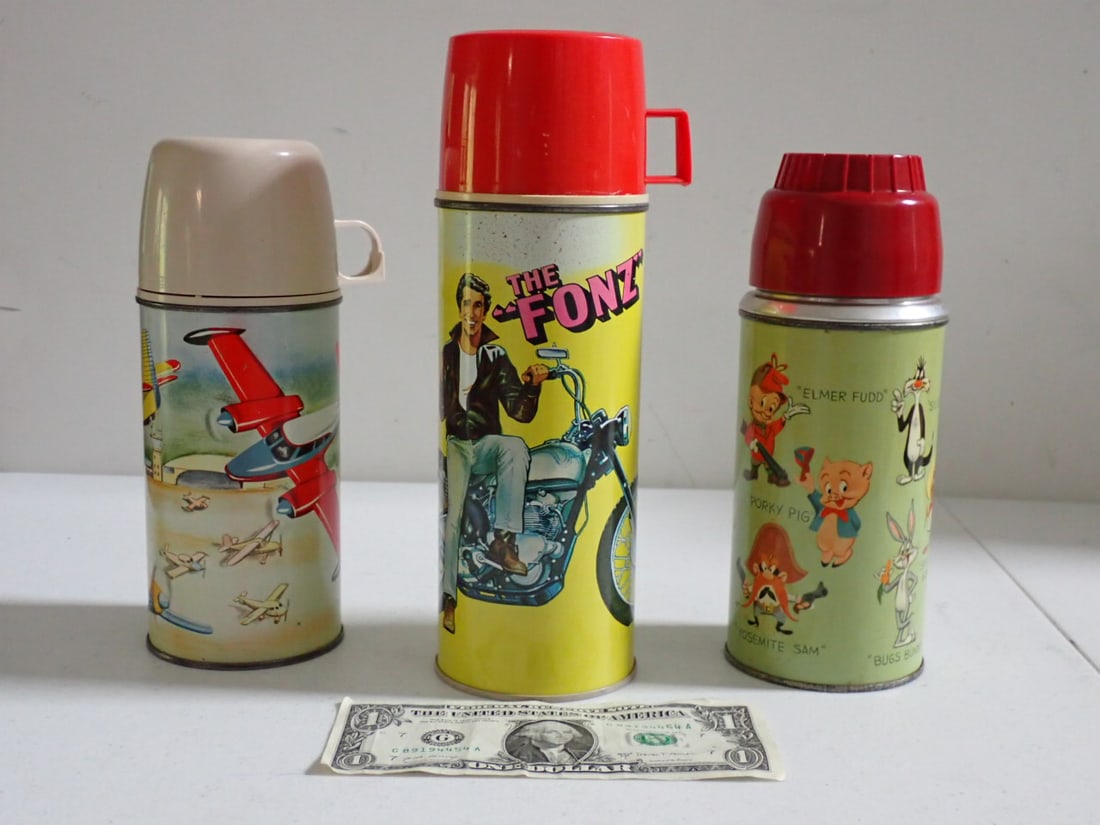 1959 Warner Bros., 1960 Airplane and 1976 The Fonz Thermoses (1 of 10)