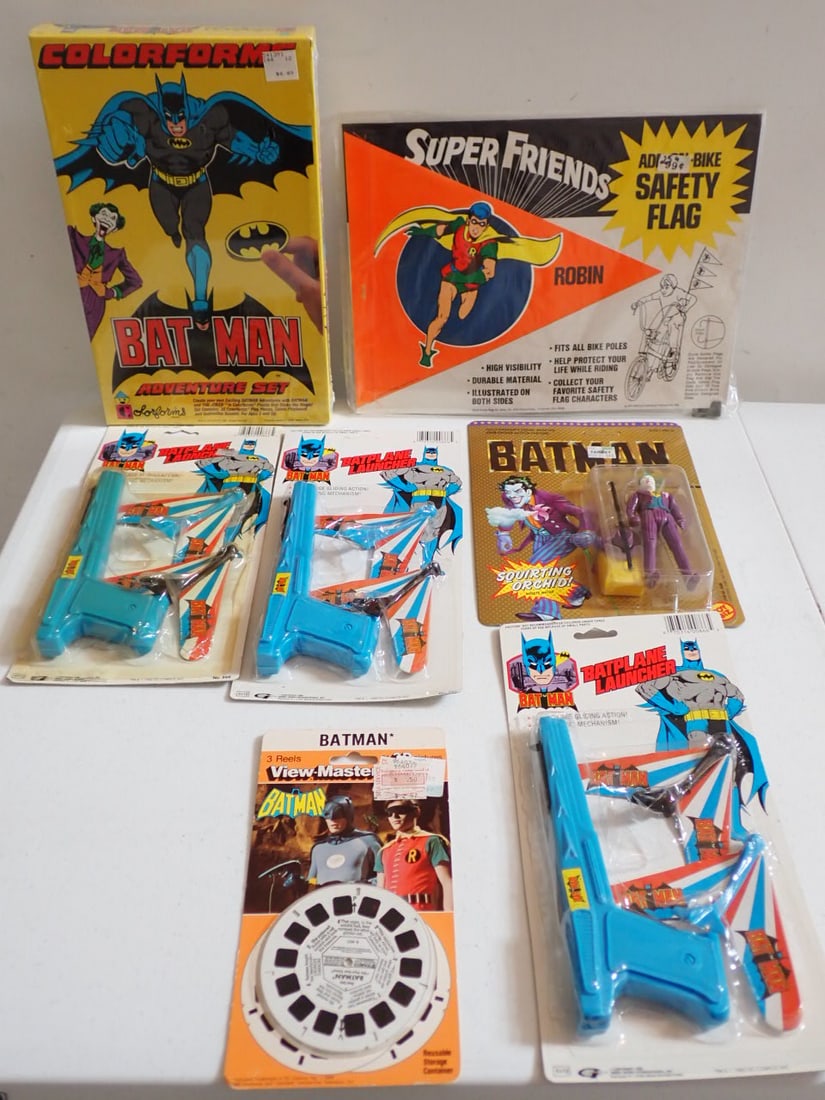 Batman Bat plane Launchers, Colorforms, Robin Bike Flag, etc. (1 of 20)