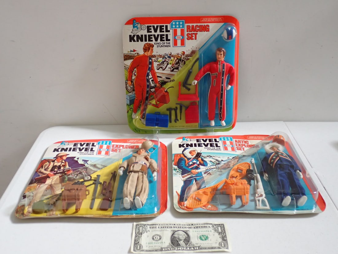 (3) 1970s Evel Knievel  Stuntmen Sets in Original Packaging (1 of 13)
