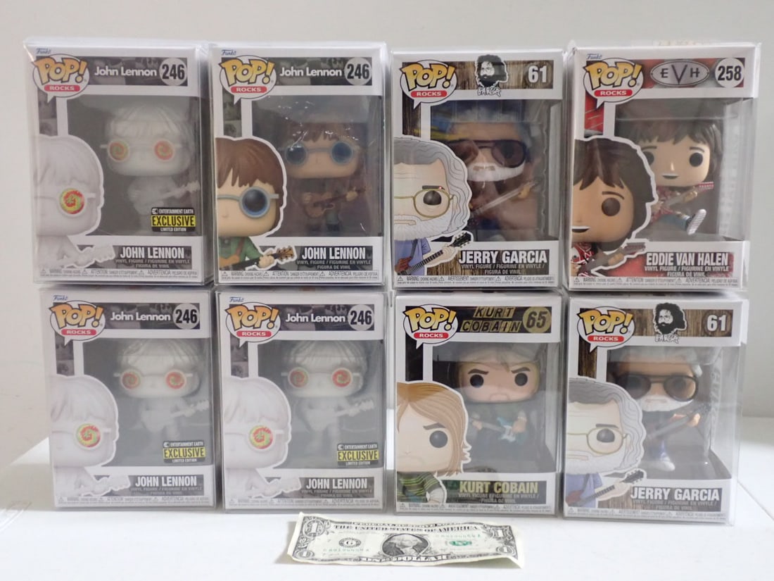 8 Funko Pop Rock Stars Garcia Cobain Van Halen Lennon