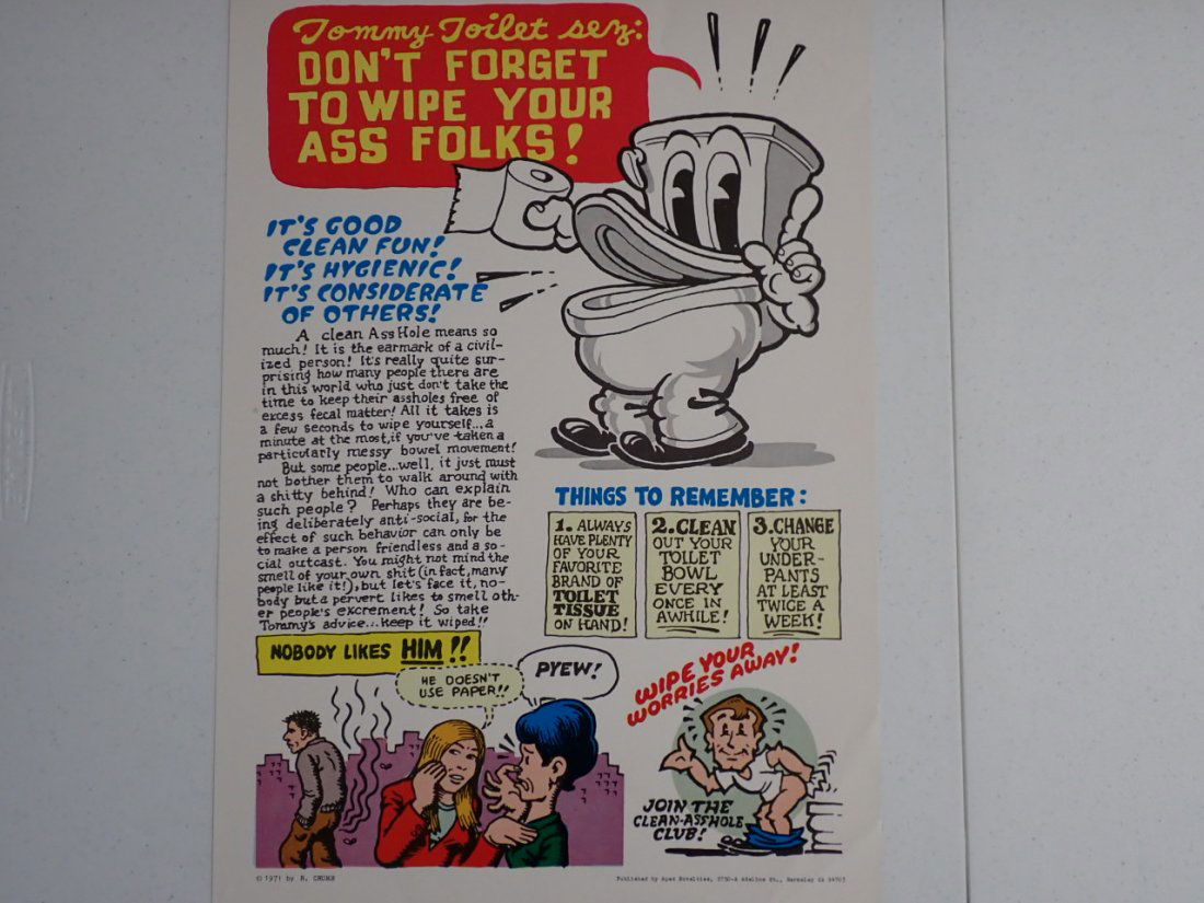 "Tommy Toilet Poster. 1971 by R. Crumb (1 of 6)