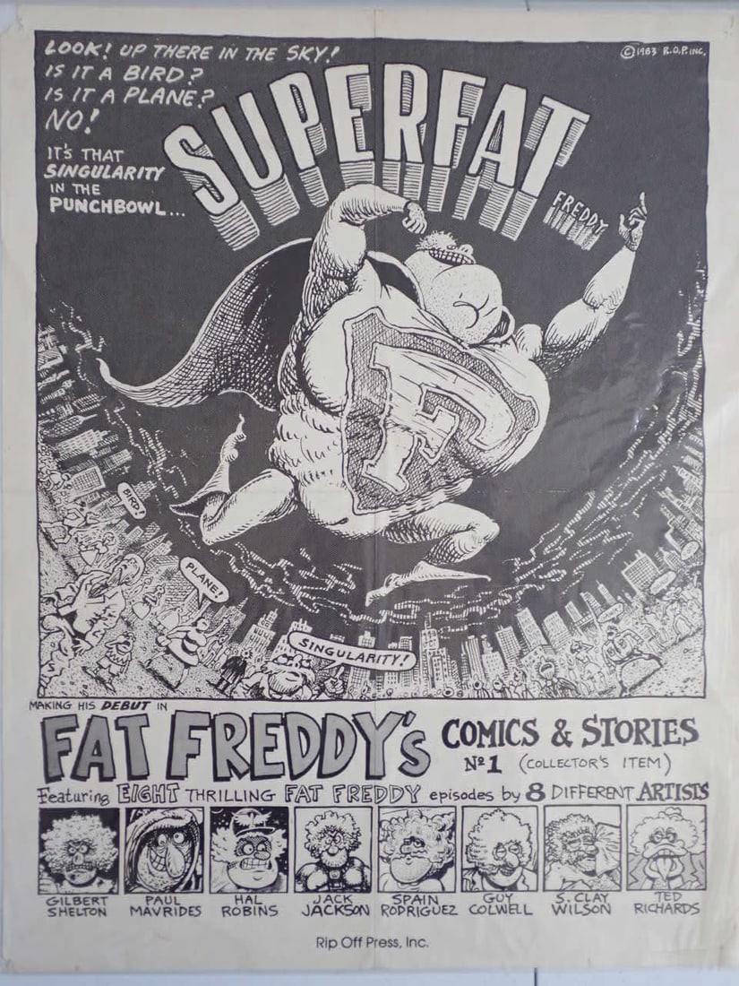 5 Black and White Posters - Superfat Freddy, William Stout, Justin Green, Greg Irons, etc. (1 of 10)