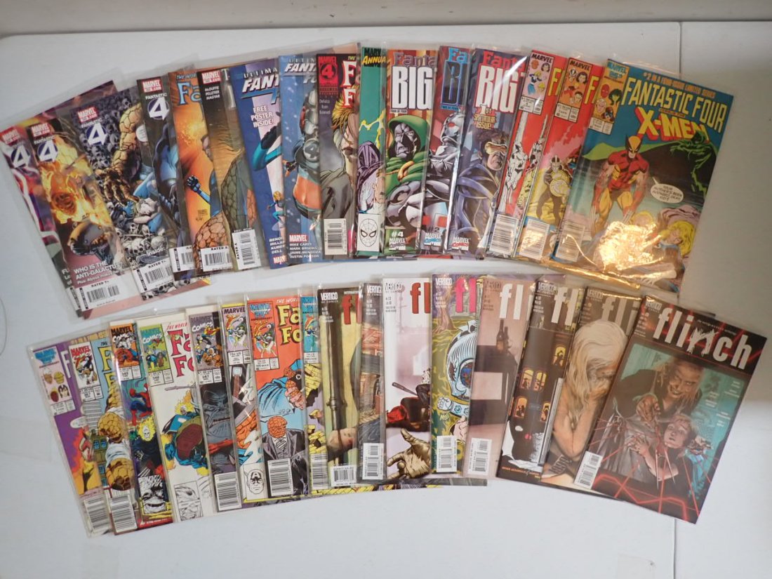 Fantastic Four, Green Arrow and other Comic Books: Hellblazer, Generation X and others. See list in photos below.