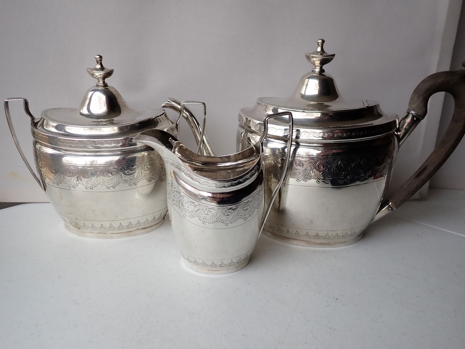 Ephraim Brasher Silver 3 Piece Hollowware Teaset (1 of 20)
