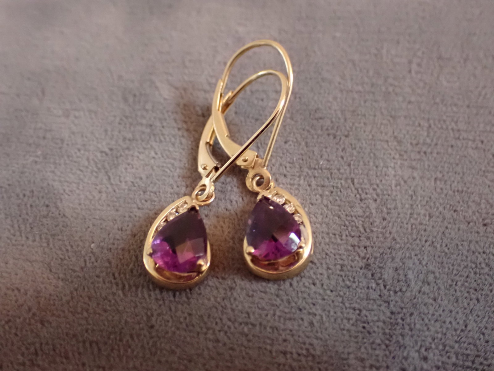 10K Amethyst and Diamond Earrings: - Total Grams - 2.5