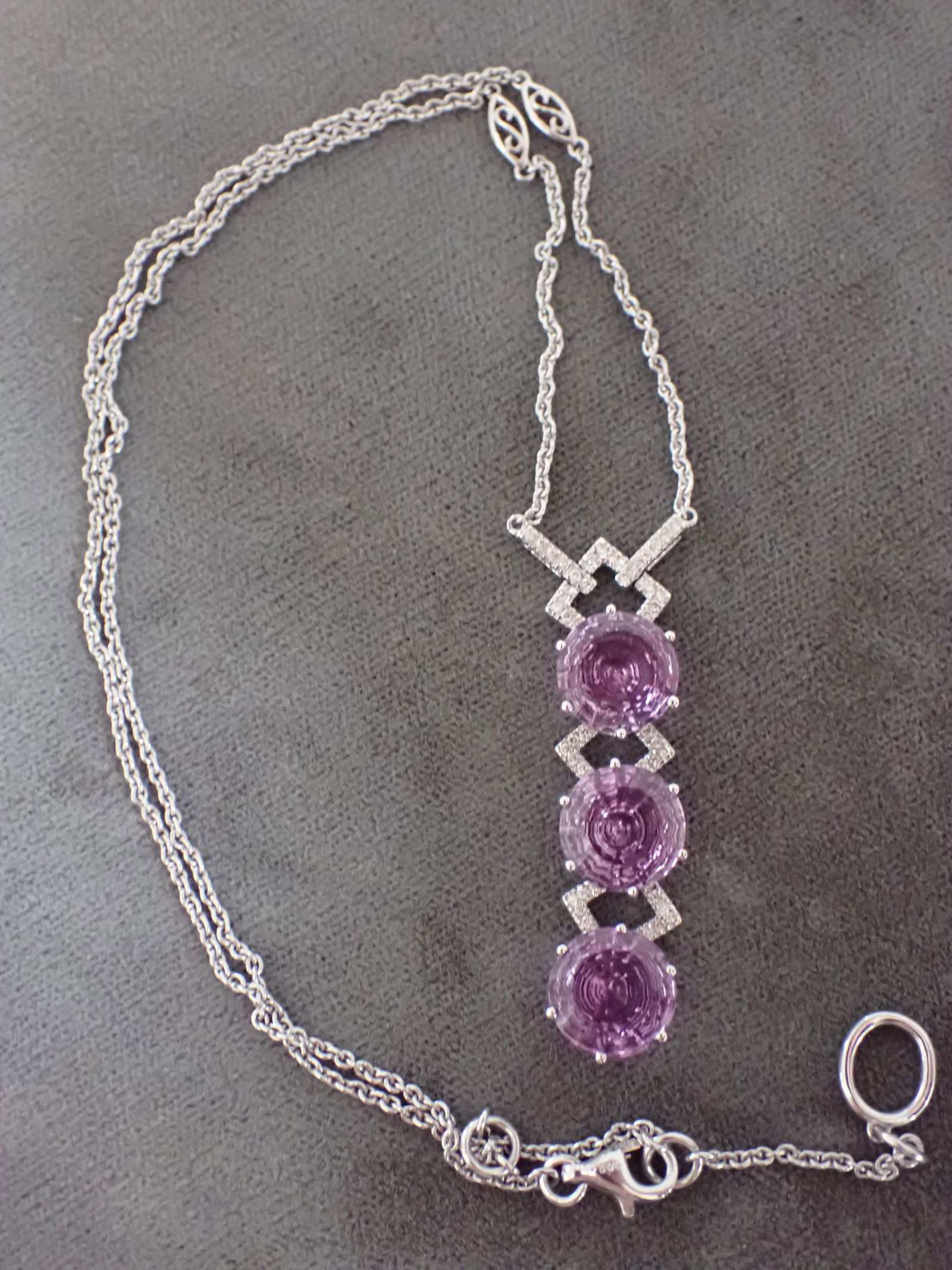 14K White Gold Amethyst and Diamond Necklace (1 of 5)