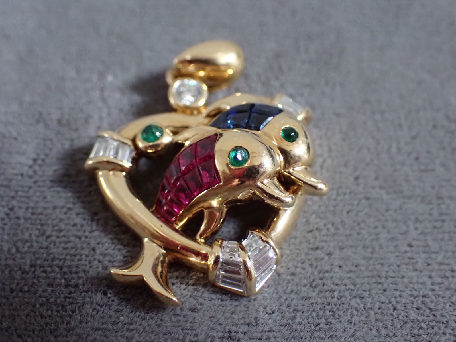 18K Ruby, Sapphire and Diamond Dolphin Charm (1 of 5)