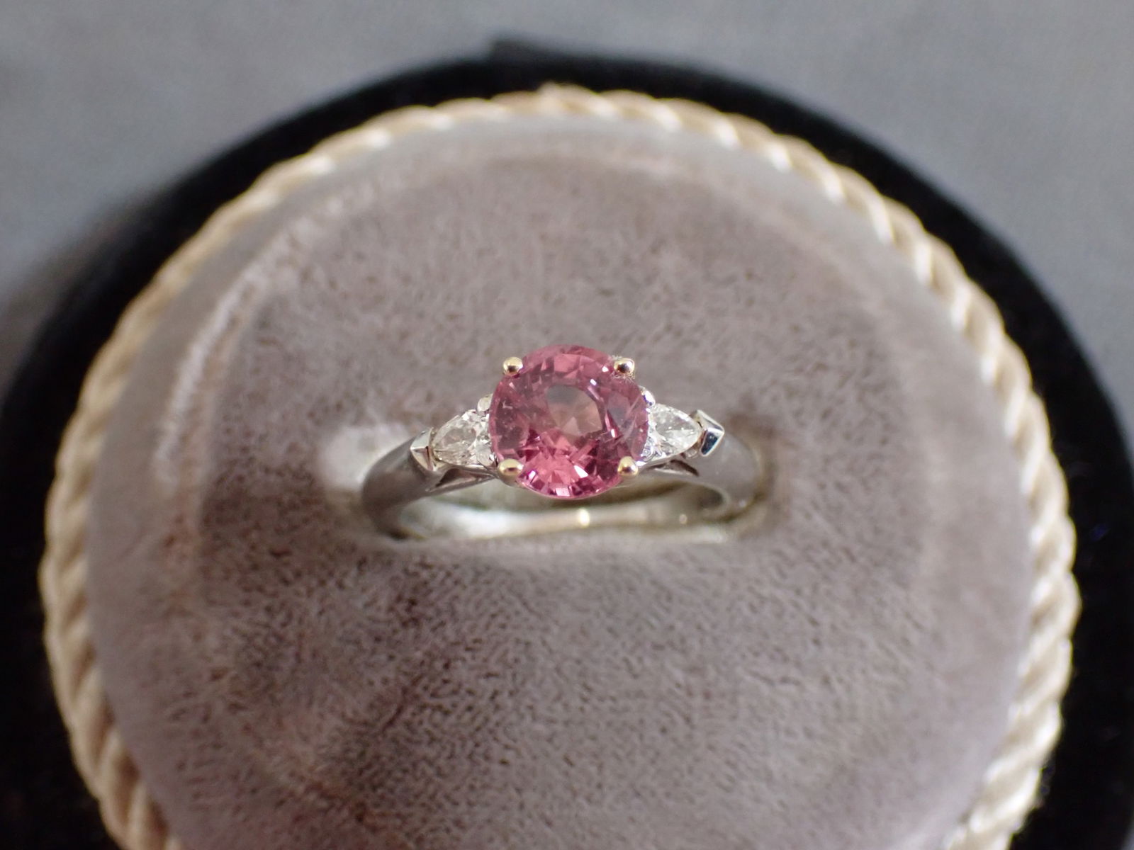 ARARAT Platinum 14K and Pink Sapphire Ring - Size 5 1/2 (1 of 3)