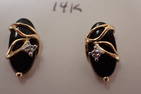 14K Onyx and Diamond Earring - Backs are not gold