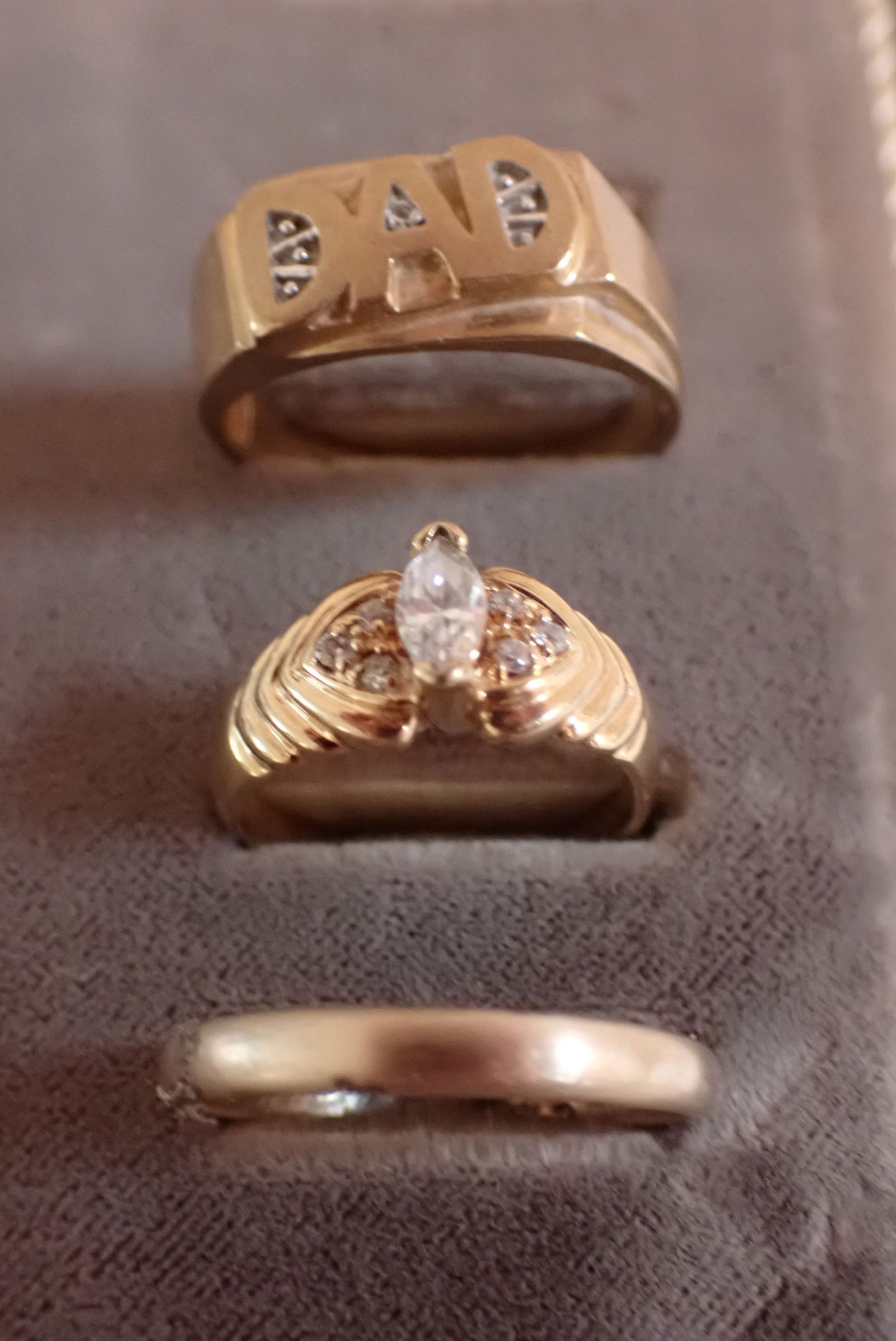 (3) 10K Rings CZ Stone - Including DAD Ring - Please see description for sizes (1 of 4)