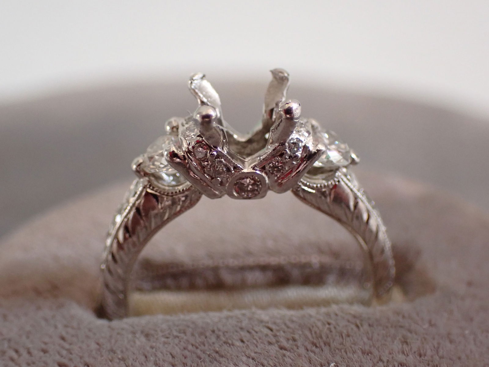 Platinum and Diamond Ring - No Center Stone -Size 5 (1 of 6)