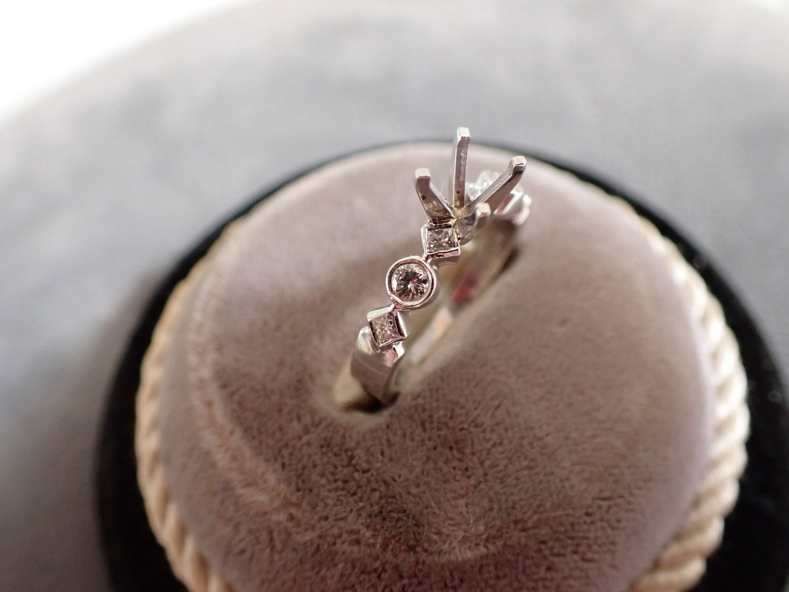 Platinum and Diamond Ring - No Center Stone - Size 6 (1 of 4)