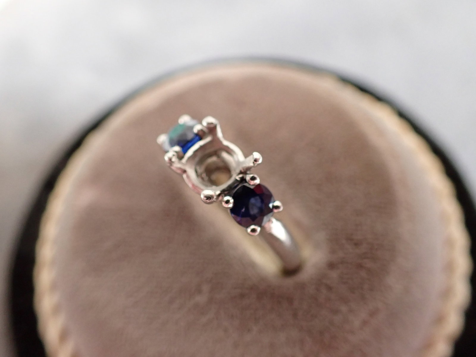 Platinum and Sapphire Ring - No Center Stone - Size 5 1/2: - Total Grams - 6.4