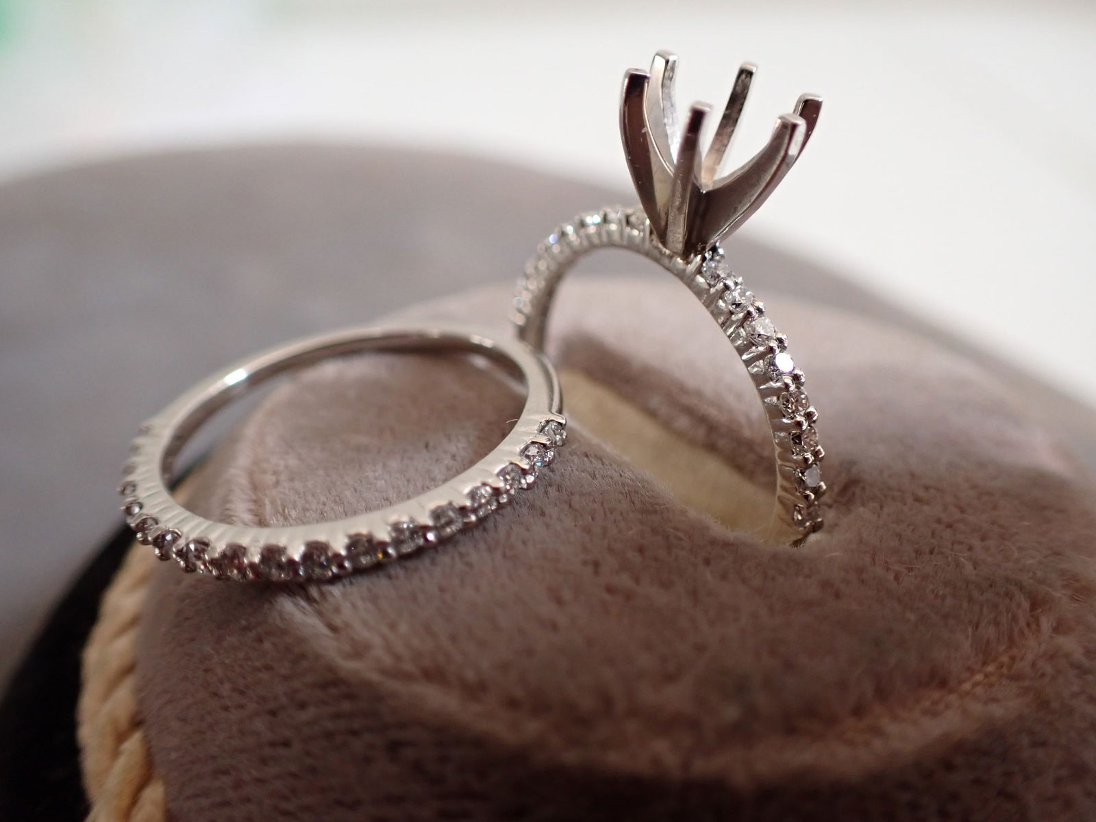 Platinum and Diamond Wedding Set Ring - No Center Stone - Size 6 3/4 (1 of 4)