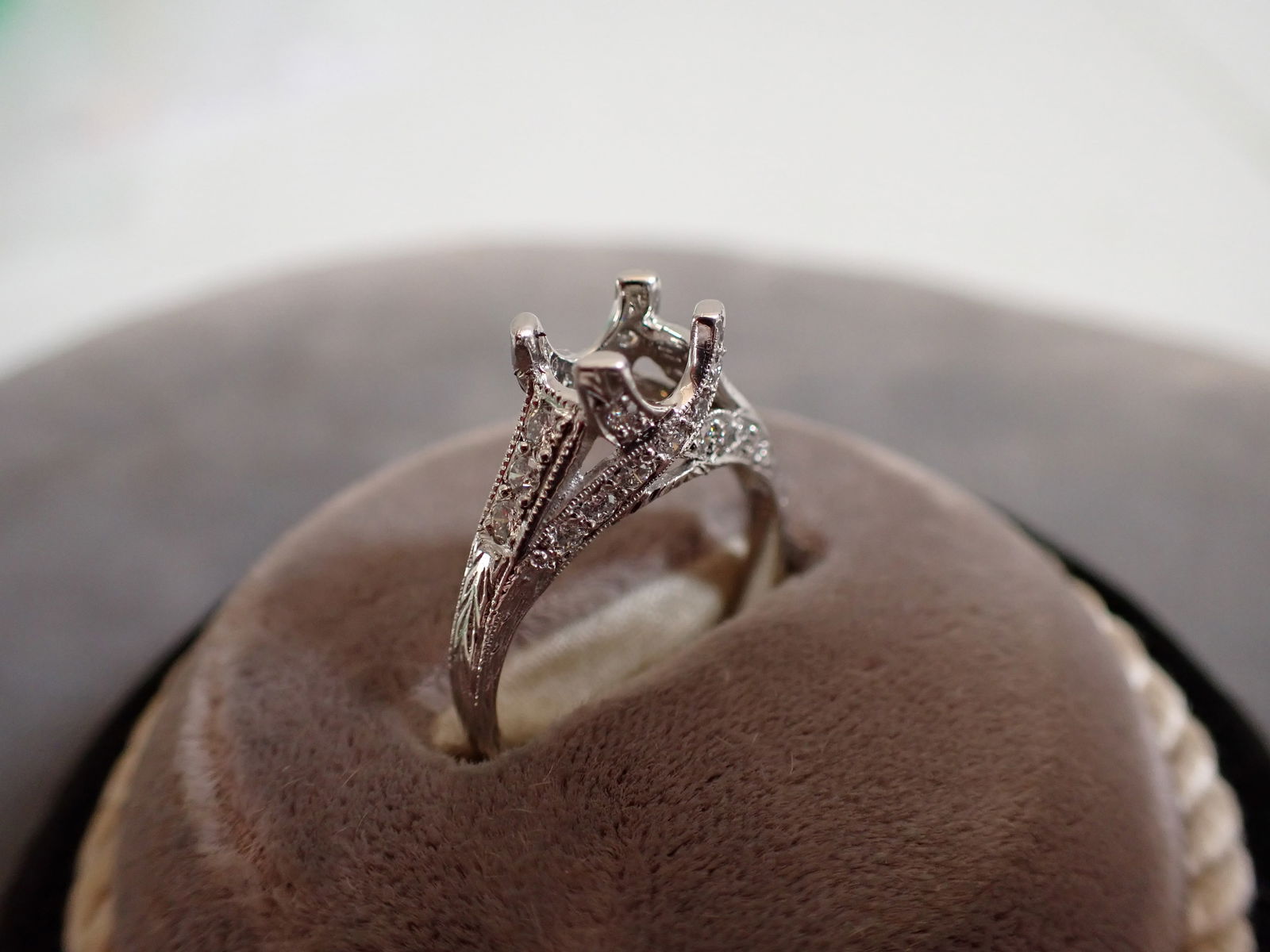 Platinum and Diamond Ring - No Center Stone - Size 6 3/4 (1 of 5)