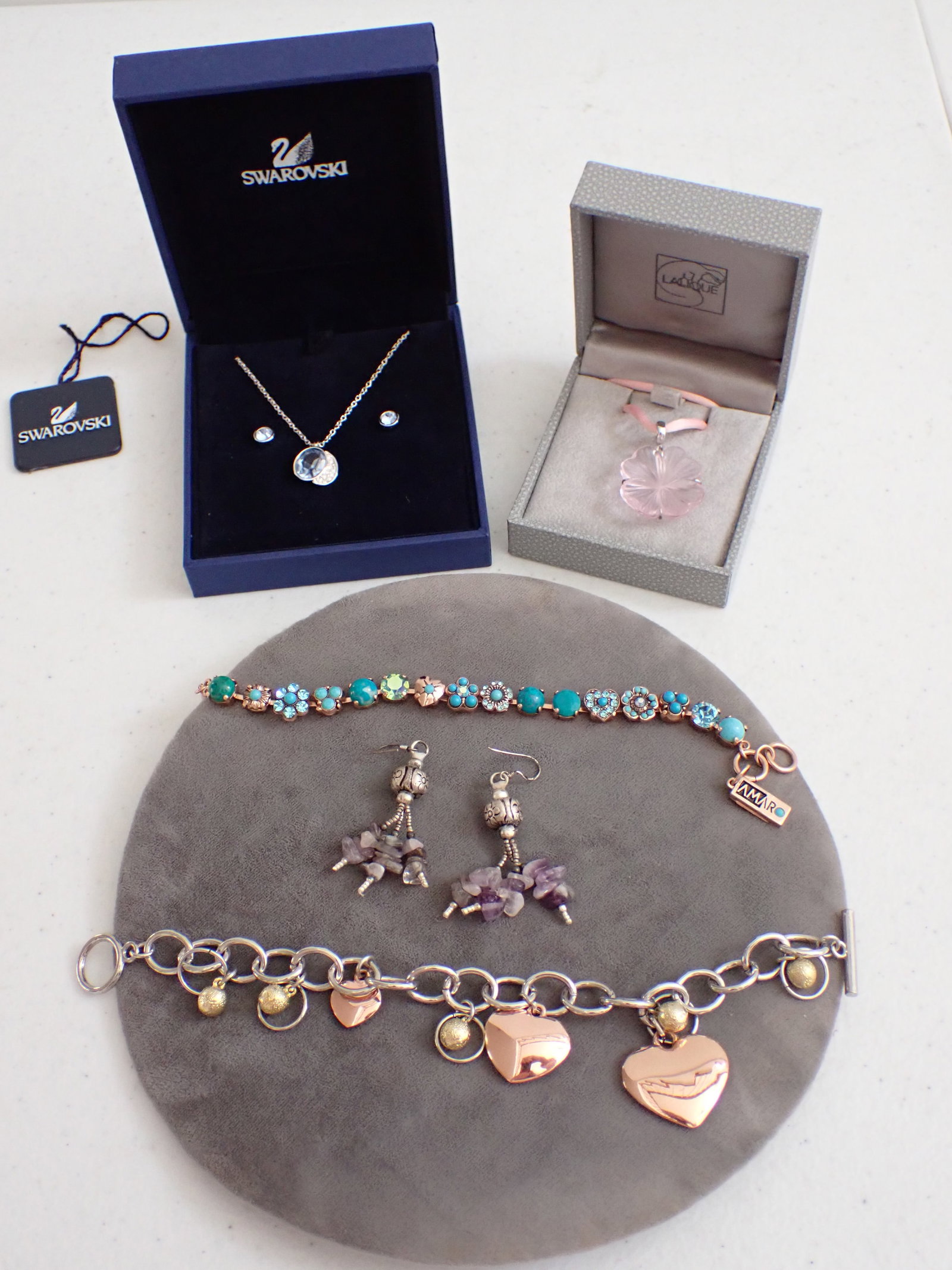 Swarovski, Lalique & Other Bracelet and Earrings: Swarovski, Lalique & Other Bracelet and Earrings