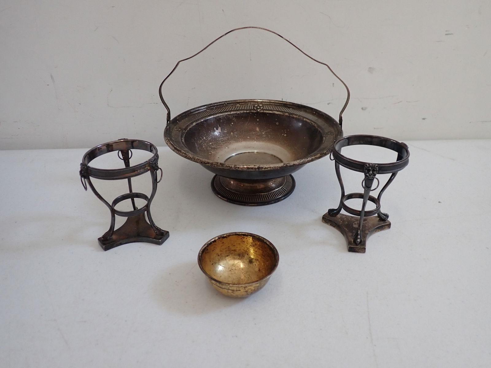 Sterling Silver Bride's Basket & Sterling Tiffany Footed holders (1 of 13)