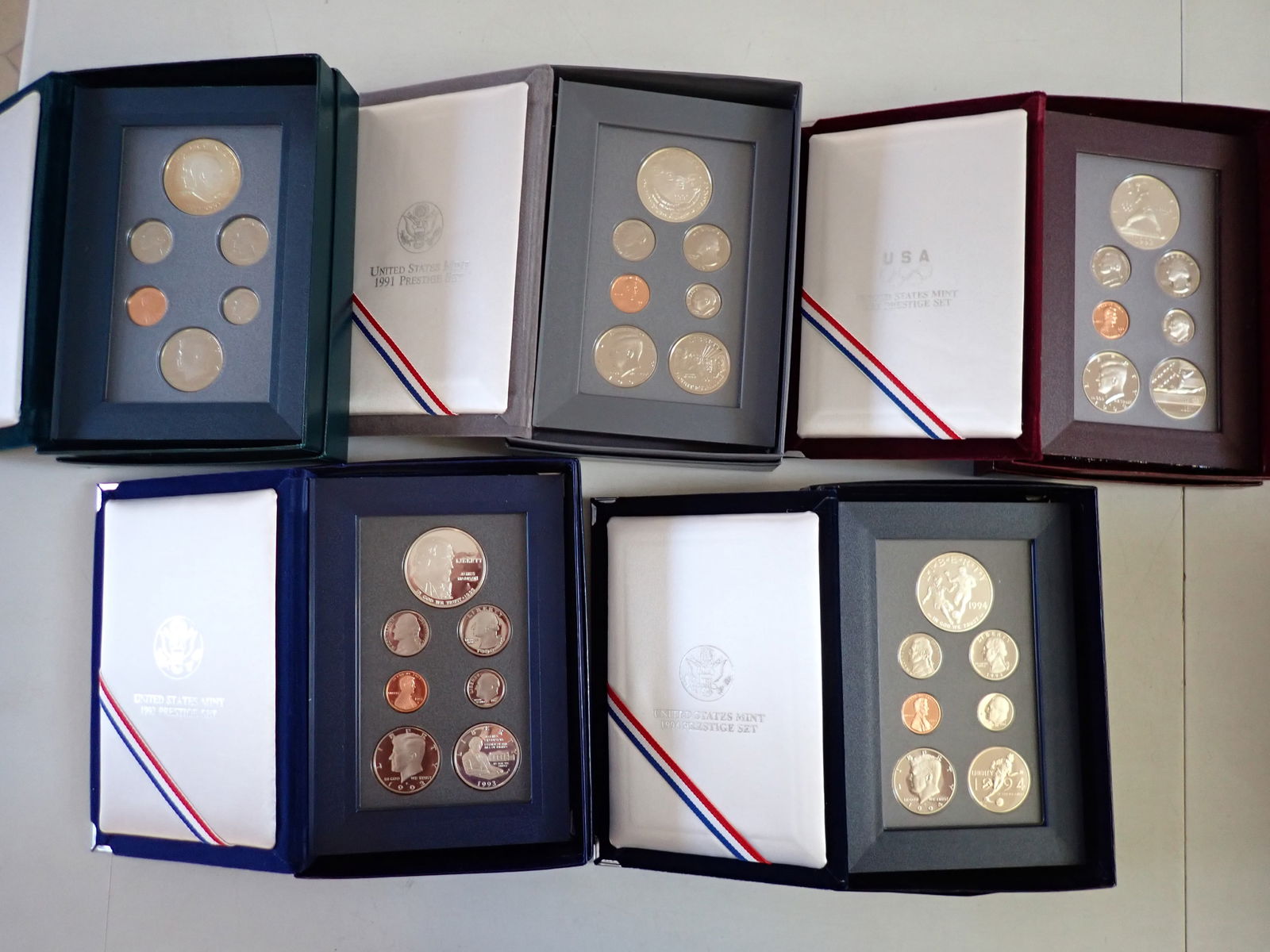 (5) 1990 - 1994 U.S. Mint Prestige Sets. (1 of 7)